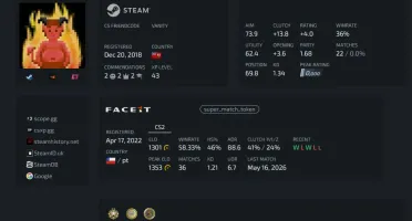 Conta CS2 com 3 medalhas
