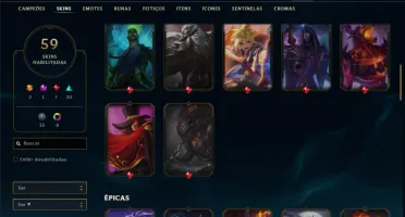 Conta bronze 2 com 78 champs e 59 skins