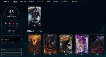 CONTA LEAGUE OF LEGENDS LVL 109, 100 CAMPEÕES, 45 SKINS...