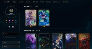 CONTA LEAGUE OF LEGENDS LVL 109, 100 CAMPEÕES, 45 SKINS...