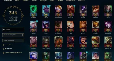 CONTA LEAGUE OF LEGENDS LVL 109, 100 CAMPEÕES, 45 SKINS...