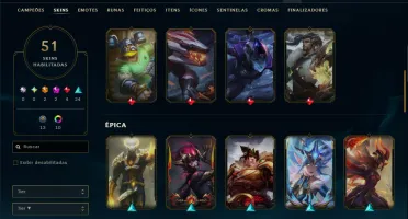 Prata 1 com 120 Champs e 51 Skins +1 Prestigio do Zed