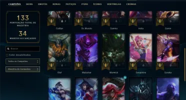 Conta ouro 2 com 21 skins e 34 champs
