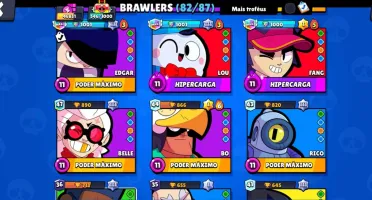 46K Troféus 83/87 Brawlers - TODOS nivel 9+ - 97 skins