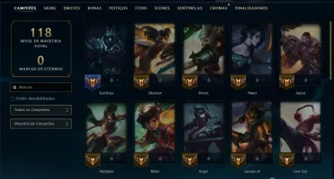 Platina 2 com 35 Champs e 5 Skins