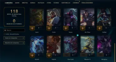 Platina 2 com 35 Champs e 5 Skins