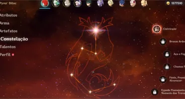 AR 55 com Diluc C1, Xiao, Albedo, Keqing, QiQi e Jean