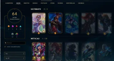 Conta LoL Gold 3 lvl 195 com 64 skins ( todas na descrição).