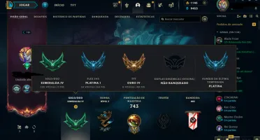CONTA ESMERALDA 4 lvl 781+ todos os campeões + 161 skins