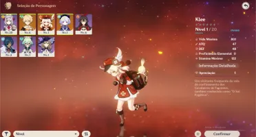 Genshin Impact - Conta AR10, Klee + Qiqi + 3 Personagens 4⭐️