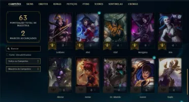 Conta platina 2 BARATA com 5 skins e 44 champs