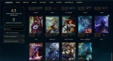 Conta platina 2 BARATA com 5 skins e 44 champs