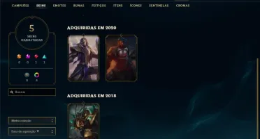 Conta platina 2 BARATA com 5 skins e 44 champs