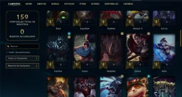 Conta ouro 1 com 65 champs, 37 skins com uma Prestigio