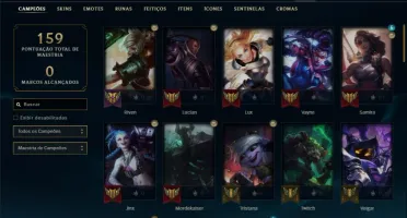 Conta ouro 1 com 65 champs, 37 skins com uma Prestigio