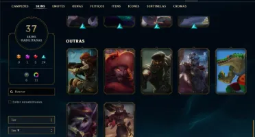 Conta ouro 1 com 65 champs, 37 skins com uma Prestigio