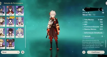 GENSHIN IMPACT level 44 com 52 resinas frágeis