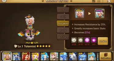 Reroll Summoners War lvl10 com Totemist Light - Ella + Orion