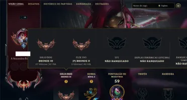 Bronze 3 com 21 Champs e 12 Skins +1 Prestigio da Katarina