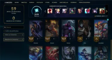 Bronze 3 com 21 Champs e 12 Skins +1 Prestigio da Katarina