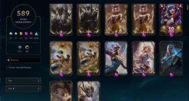 Conta do lol 2016, nv 589 skins