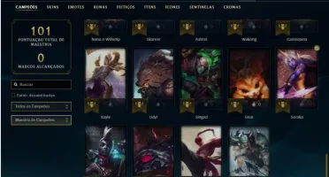 Conta ouro 4 com 44 Champs e 10 Skins