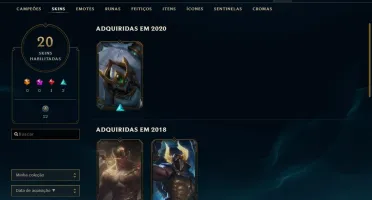 CONTA LOL OURO 2, 70 CHAMPIONS, 20 SKINS