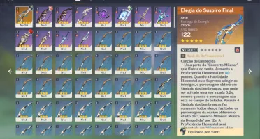 Genshim Impact (AR10): Venti+Elegy (arco)+Diluc+Andarilho