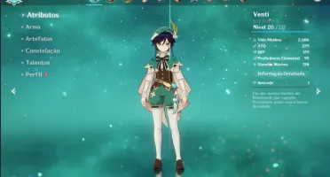 Genshim Impact (AR10): Venti+Elegy (arco)+Diluc+Andarilho