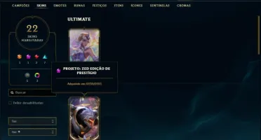 Conta ouro 4 com 38 champs e 22 skins + Prestigio do ZED