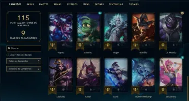 Conta ouro 4 com 38 champs e 22 skins + Prestigio do ZED