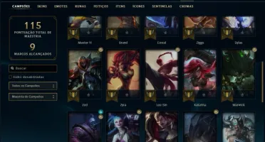 Conta ouro 4 com 38 champs e 22 skins + Prestigio do ZED