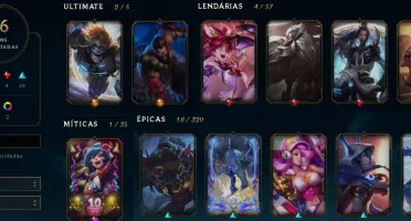 CONTA C/ 134 CHAMP + 56 SKIN + 10 GEMAS + 72 SKIN NO ESPOLIO