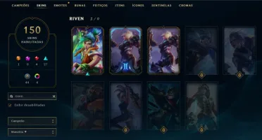 conta league of legends 150 skins
