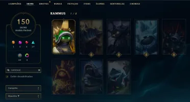 conta league of legends 150 skins