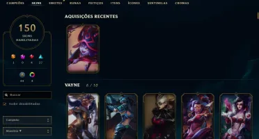 conta league of legends 150 skins