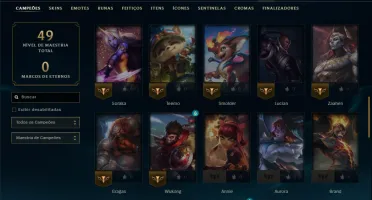 Platina 3 com 55 Champs e 14 Skins