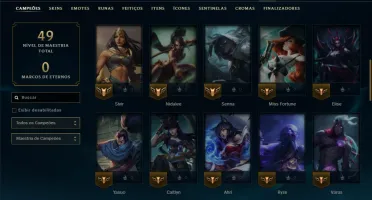 Platina 3 com 55 Champs e 14 Skins