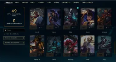 Platina 3 com 55 Champs e 14 Skins