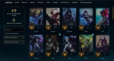 Platina 3 com 55 Champs e 14 Skins