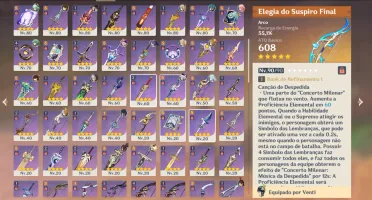 Genshin Ar60 - 70 Personagens (39 Lvl 90)