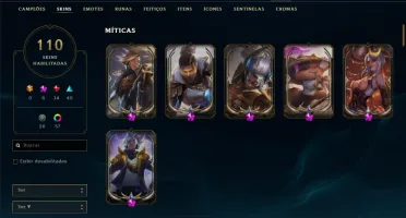 Conta platina 4 com 110 skins (6 delas edição prestigio)