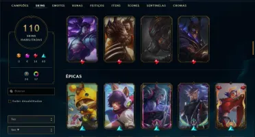 Conta platina 4 com 110 skins (6 delas edição prestigio)