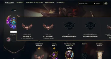 Bronze 3 com TODOS os Champs e 100 Skins ( Nivel 504 )