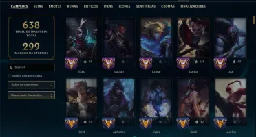 Bronze 3 com TODOS os Champs e 100 Skins ( Nivel 504 )