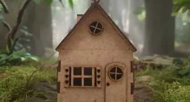 Mini Casinha MDF, diorama 10x8cm mod 1