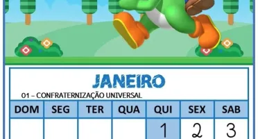 Calendário 2026: Uma Folha Por Mês do Super Mario Png/pdf