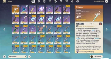 AR 32 CONTA COM EULA E KEQUING + ARMA 5 FALCÃO