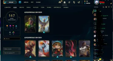Conta de lol lvl 403 e 167 skins