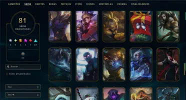 Unranked com TODOS os Champs e 81 Skins ( ADC / SUP / MID )
